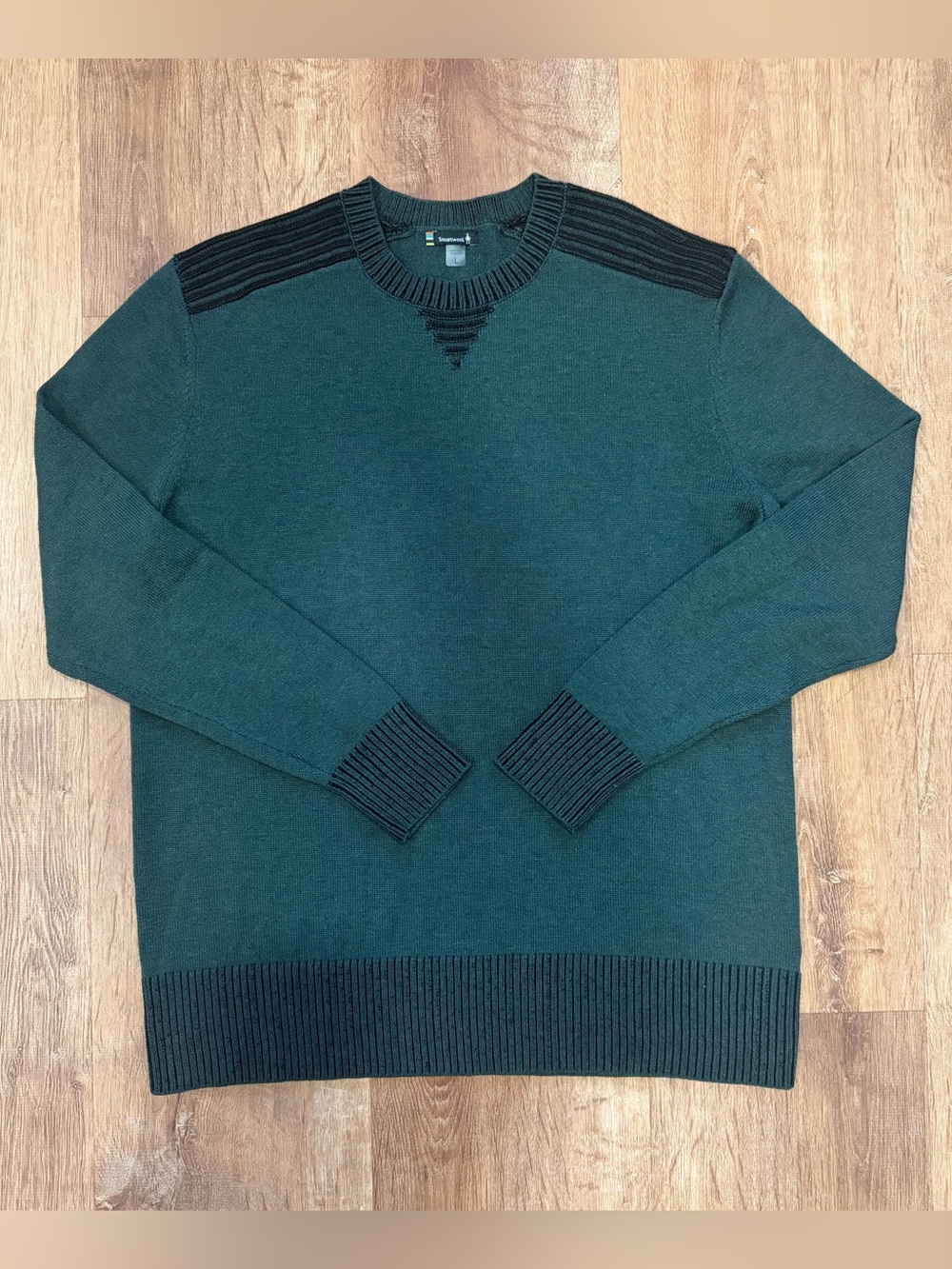 Smartwool Summit Lane Crew Wool Blend Sweater Mens Large Green Pullover Fall